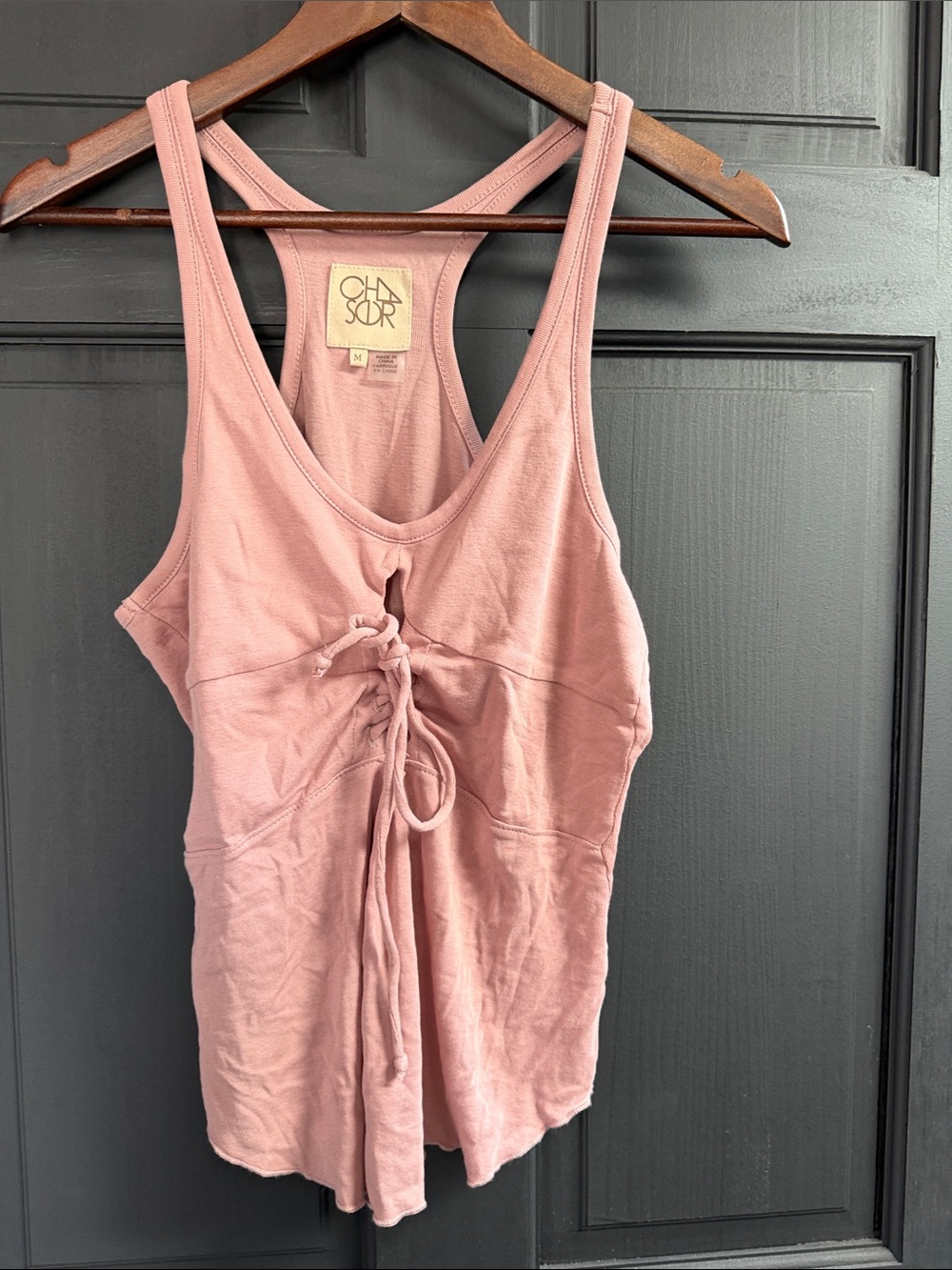 Chaser Mauve Pink Lace-Up Racerback Tank Top